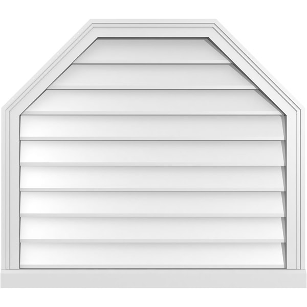 Ekena Millwork Octagonal Top Surface Mount PVC Gable Vent w/ 2"W x 2"P Brickmould Sill Frame, 34"W x 30"H GVPOT34X3003SN - main